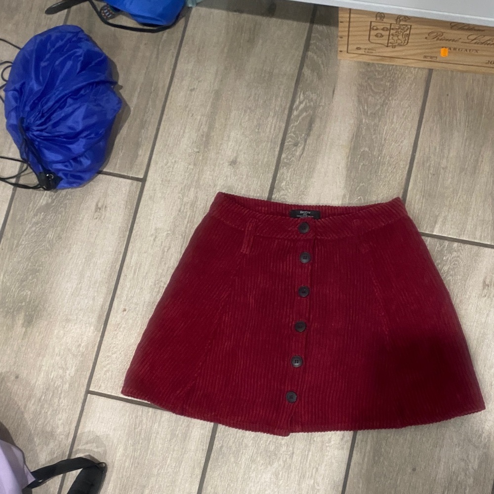 Bershka Burgundy Corduroy A-Line Skirt